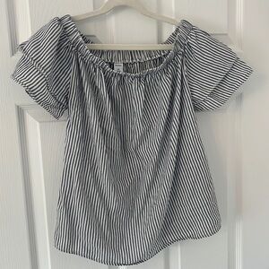 Old Navy Women's Blue and White Striped  Shirt